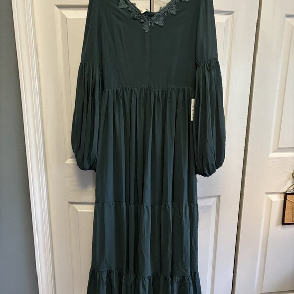 Mia Joy, Teal, Drop Waist Maxi Dress, Size Medium - Picture 5 of 6